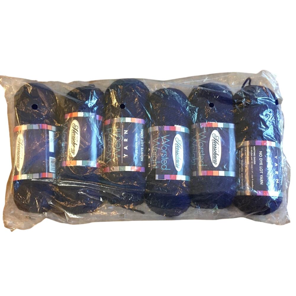 Herrschners Worsted Weight Yarn Navy Blue - Factory Sealed - LOT of 6- Knitting